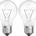 75 Watt Incandescent Light Bulbs, A19 75 WATT Incandescent Bulb Shatter Resistant Rough Service Light Bulb 75 WATTS A19 Shape (2PACK)