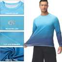 Satankud Men's Long Sleeve Swim Shirts Rashguard UPF 50+ UV Sun Protection Shirt Athletic Workout Running Hiking T-Shirt Swimwear (Blue Gradient,X-Large)