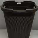 Mind Reader Slim Laundry Hamper with Lid, 60L Clothes Basket, Premium Wicker Design, Plastic, Brown (Single)