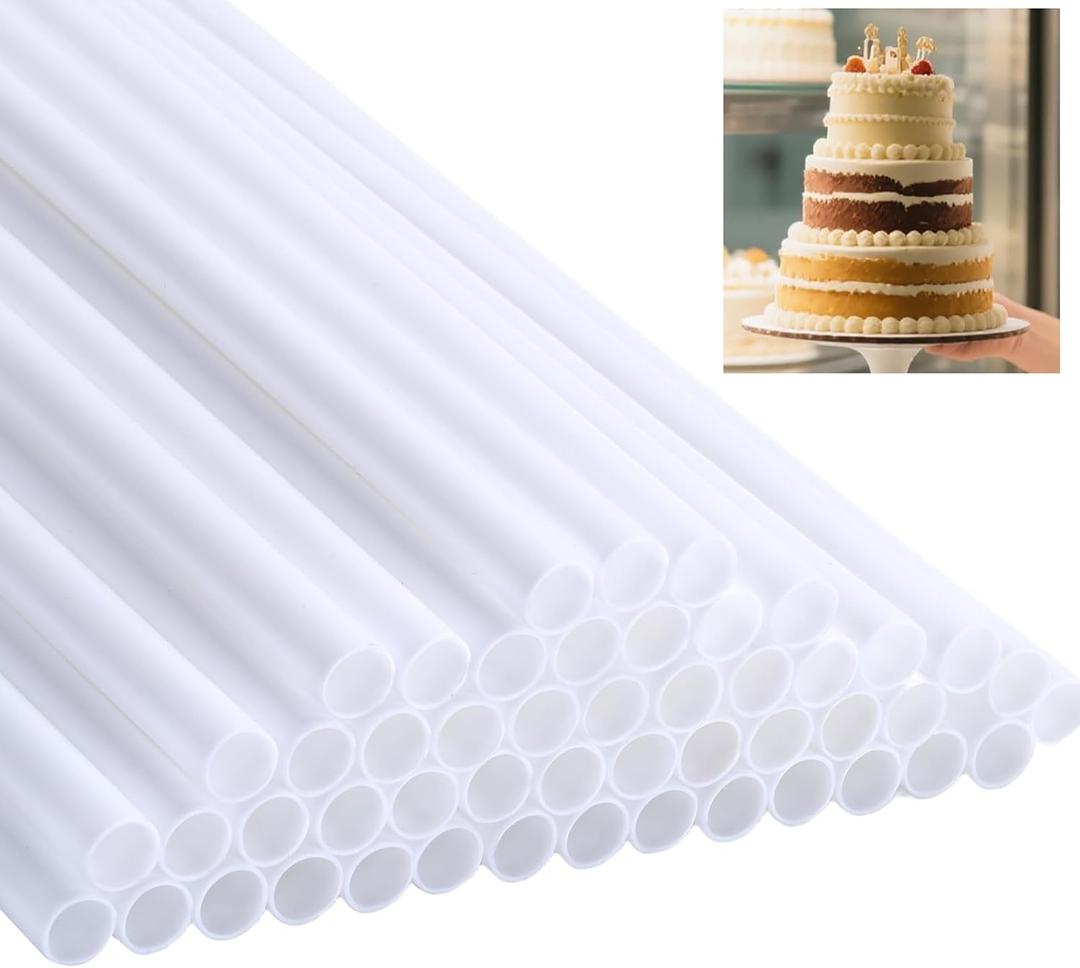 3 x YAOSHENG White Plastic Cake Dowel Rods for Tiered Cake Construction and Stacking Supporting Cake Round Dowels Straws with 0.47 Inch Diameter  (0.47 *9.45(5 PCS))