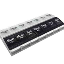 EZY DOSE Push Button (7-Day) Pill Case, Medicine Planner, Vitamin Organizer, 2 Times a Day AM/PM Container, X-Large Compartments, Arthritis Friendly, Effortless Open, Clear Lids, Blue/White, BPA Free