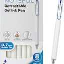 Silent Click Gel Pens For Journaling, Smooth Writing Pen, Blue Gel Ink Medium Point Pens (0.7 mm), Pack of 8