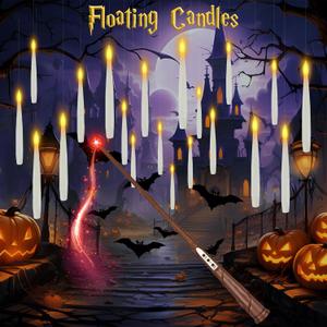 20 Pcs Floating Candles with Wand, Room Decor, Flameless Candles, Candelabra LED Candle with Wand Control, Magic Hanging Decorations for Birthday, Party, Halloween Decorations