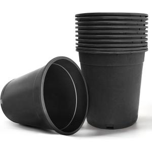 HOSTIC 5 Gallon Flexible Nursery Pots Gallon Pot with Drainage Holes Plastic Plant Container Suitable for Indoor Outdoor Vegetables Flowers Plants 10 PCS