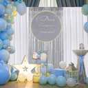 VitalCozy 4 Panels Backdrop Curtains 2 Pcs 4 x 10 ft Sequin Glitter 2 Pcs 7 x 10 ft Chiffon Photo Background Curtains for Graduation Wedding Birthday Party Decorations(White, Silver)