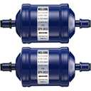 Threlaco 2 Pcs Bi Flow Filter Drier for Heat Pump Refrigerant Filter Drier 3/8 Sweat Ek-083s for Refrigerants Straight Cool R410A R12 R22 R134A R404A Air Conditioning Refrigeration Systems (Blue)