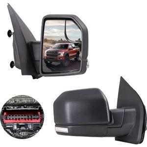 Side Mirror Replacement Passenger Side View Mirror Fits Ford F150 2015 2016 2017 2018 2019 2020 w/Heated, Turn Signal, Puddle Lights, 9 Pins
