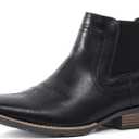 IXU Cowboy Boots For Men Square Toe Ankle Boots Western Chelsea Boot Casual Dress Slip On Men Shoes (9.5 Wide, Black)