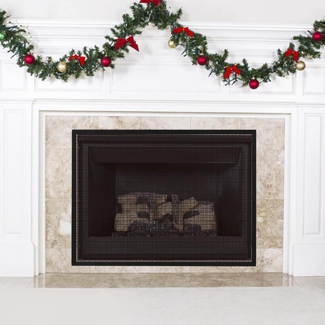 Fireplace Screen Safe Mesh Gate Mesh Screen Child Proof Existing Fireplace Barrier Guard Net Adhesive Cover Fire Place Doors for The Living Room Indoor Toddler Baby Pets 45 * 34inch