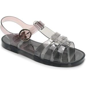 Toddler Sandals Jelly Shoes Girls Unisex Boy Flat Retro Slides Clear Kids Water Slippers Slingback Summer Beach Size 8 Adjustable Buckle Glitter Dress Soft (Black)