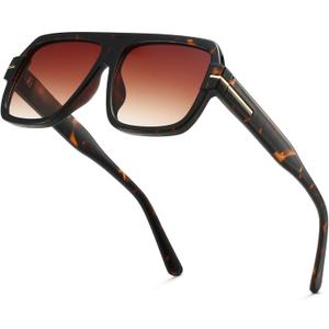 Retro Aviator Sunglasses for Men Women, Trendy Rectangle Womens Mens Shades Square Sun Glasses