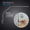 Daylight Slimline 4 LED Table Lamp in Brushed Steel - 6,000K, 3,200 Lux, 4 Brightness Levels, USB-C Charging Port, Anti-Glare Diffuser, Flexible Design, Art & Craft, Sewing, Nail Salon