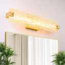 Brushed Gold LED Bathroom Vanity Light, 24.4 Inch 15W Modern Dimmable Bathroom Light Fixture Over Mirror, Crystal Bar Wall Sconce Lighting for Bath, 3CCT, OS-MM5001-3BG