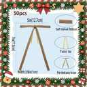 50pcs Khaki Velvet Bows for Christmas Tree - 5x7 Inch Pre-Tied Holiday Bows for Tree,Wreath,Gift Wrapping & Decor (3/8"Width)