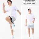 Cosmolle Men's 2-in-1 Quick-Dry Workout Shorts Built-in Liner Elastic Waistband Multi-Pocket Design for Gym Basketball (Gray, L)