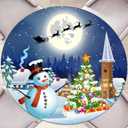 Round Fitted Tablecloth with Elastic Round Outdoor Tablecloths Christmas Fitted Table Covers for Tables Waterproof Reusable Vinyl Table Cloth for Indoor and Outdoor 40" (Round)