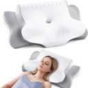 DONAMA Cervical Neck Pillow for Pain Relief, Orthopedic Contour Neck Pillow with Memory Foam Ergonomic Pillows with Dual Heights for Back, Stomach and Side Sleepers (Light Gray)