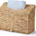 Water Hyacinth Hand Towel Box Cover Compatible with Disposable Paper Hand Towels, Wicker Paper Towel Holders, Hand Towel Holder for Bathroom, Car, Tabletop, by YANGQIHOME