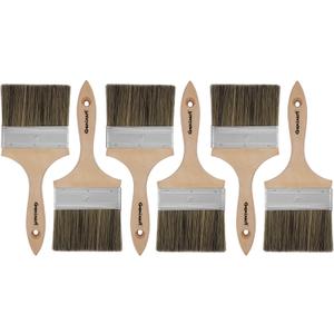 Double Thick Chip Paint Brush, 6 Pack, 4 inch / 100mm Stain Brushes for Painting Walls and Fence Staining, Wooden Handle Masonry Paintbrush for Varnish, Paste, Gesso and Limewash