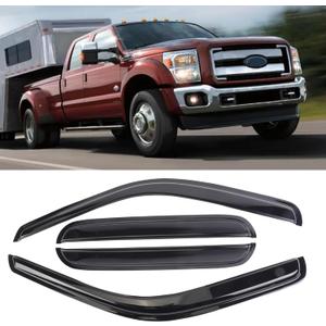 Rain Guard Wind Deflector Outside Mount Tape-On Window Visors Compatible with 1999-2016 Ford F-250 Super Duty Super/Crew Cab Sun/Rain Guard Window Deflector 94953