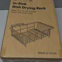 JASIWAY Gold in Sink Dish Drying Rack, Expandable Stainless Steel Small Dish Rack Over Kitchen Sink, Plate Drainer Strainer with Cutlery Holder & Cup Holders, Counter Space Saving Wire Dryer Rack (For 11.5"-30"W Sink)