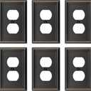 OKAWYC Single Duplex Outlet Light Switch Cover Luca Metal Wall Plate, 6-Pack Aged Bronze 1 Gang, Oil Rubbed Bronze for Receptacle Light Switch, Switch Cover Decorative Wallplate, Durable