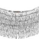 Sequin Tassel Skirt, Sparkly Tassel Belly Dance Hip Scarf, Glitter Rave Skirt, Metallic Rave Party Belts Halloween Costume for Women