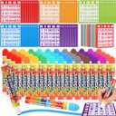 Crtiin 148 Pack Bingo Game Cards and Dot Daubers Set Includes 100 Bingo Cards and 48 Dot Markers Supplies Calling Card Set for Large Groups, Parties, Family Gathering Activity, Game Night