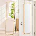 57x16" Full Length Mirror Floor Stand,Over the Door,Wall Mounted Gold