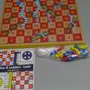 AMEROUS 12 inches Wooden Ludo Board Game - Snakes and Ladders, 2 in 1 Reversible, 1-4 Players Family Dice Games Set for Kids, Adults, Classics Tabletop Version (Gift Box Packed)