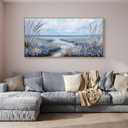 KLAKLA Beach Wall Art - Blue Large Canvas Art Living Room Wall Decor Sea Wave Picture Artwork Modern Bedroom Office Home Decor - 58x29 Inches