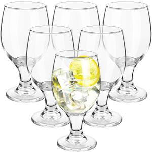 Patelai Set of 6 Water Goblet, 16 oz Clear Drinking Glasses Bulk Dishwasher Safe, Stemmed Water Glass for Juice Wine Beer Tea Sangria Cold Beverages, Reusable Glassware for Home Party Restaurant