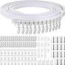 Jetec Flexible Bendable Ceiling Curtain Track, 9.8ft/16.4ft (5m), Ceiling Mount for Curtain Rail with Track, Room Divider (5 m, White)