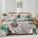 Yogeneg Queen Quilt Bedding Set,White Green Botanical Pattern Blush Full/Queen Quilt Set,3 Piece Lightweight Soft Summer Bedspread Coverlet with 2 PIillow Shams,All Season(Blush,90"x96")