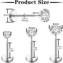 Gotumo 20G Flat Back Earrings Stud G23 Titanium Threadless Tragus Labret Cartilage Lip Medusa Conch Body Piercing Jewelry Hypoallergenic for Women Men