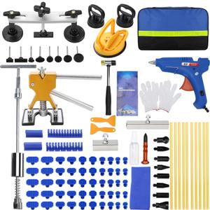 97PCS Auto Body Dent Repair Tool Kit, Paint-Friendly Dent Repair Kit with Golden Lifter, Slide Hammer T-bar Dent Puller, Bridge Puller, Suction Cup and Glue for Car Dent Remove Tools Kit