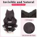 Clip in Hair Extension One Piece 160g, 20 Inch Light Brown Long Wavy Synthetic Hair with 5 Clips, Full Volume Soft Natural Look Clip in Hairpiece for Women.
