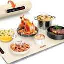 Food Warming Mat 24x16 Inches, Electric Warming Tray with 7 Temps, Foldable Food Warmer for Parties, Buffets, Family Gatherings, Holiday & Sabbath, Child Lock, Heating Mat for Food, Beige