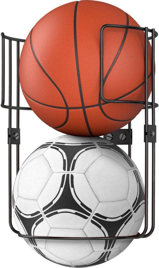 Wall-Mounted Sports Ball Holder Rack Durable Vertical Organizer for Basketballs, Soccer Balls, Volleyballs Heavy-Duty Metal Storage for Garage, Gym, Kids Room Space-Saving | Organizador de Balones