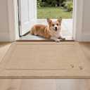 BEQHAUSE Dog Door Mat for Mud Paws Dirt Trapper Doormat Non-Slip Entryway Rugs Absorbent Welcome Mat Washable Indoor Floor Mat Low-Profile for Front Door, 24" x 36", Beige
