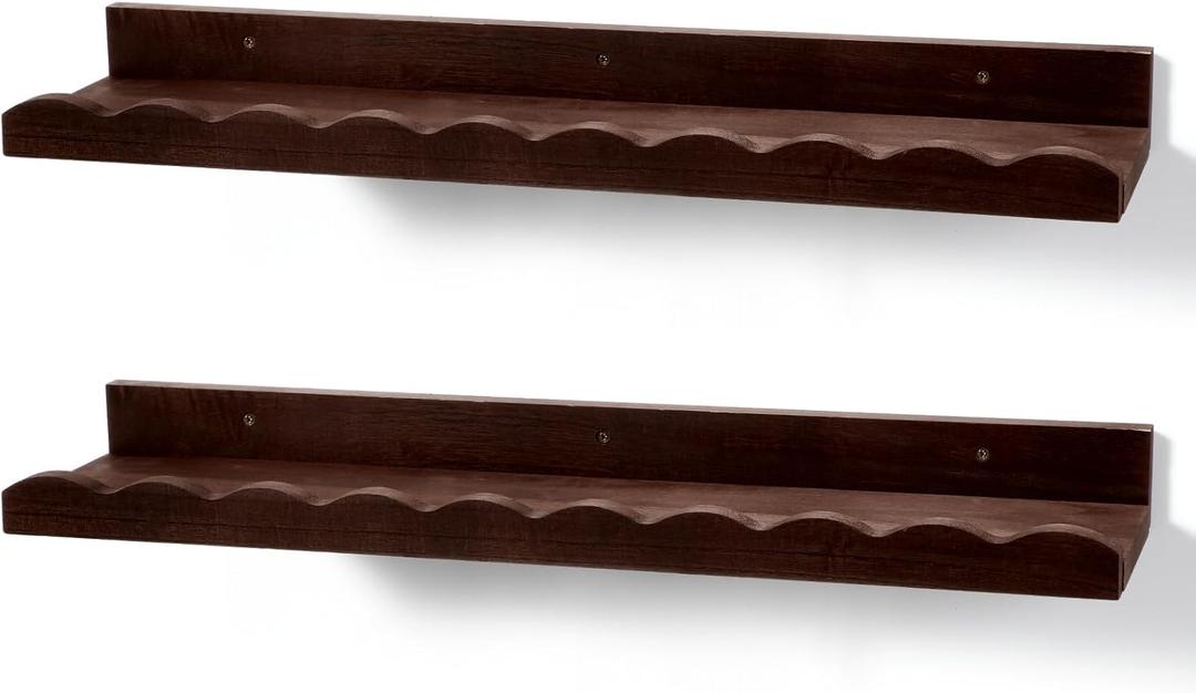 Suzile 2 Pcs Scalloped Shelves Wall Floating Shelves Set for Room, Bathroom, Bedroom, Cute Room Decor Aesthetic and Books, Toys, Photo Frames Storage (23",Walnut Brown)