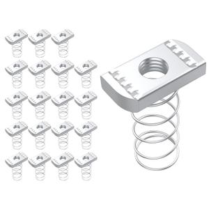 20 Pcs 3/8"-16 Strut Channel Nuts, Spring Strut Channel Cone Nuts for Strut Channel, Easy to Locate Mounts Solar Panel, Long Spring Nuts with Electro Galvanized Finish