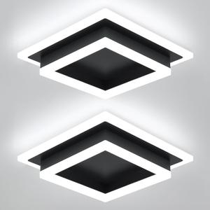 EIDISUNY Modern LED Ceiling Light, Hallway Flush Mount Ceiling Light, 32W, 6000K, Black Square Hallway Lighting Fixtures for Living Room Kitchen Bedroom (Black) 2 Pack