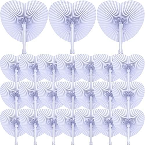 Yulejo 100 Packs Wedding Folding Paper Fans Bulk White Heart Shaped Foldable Personalized Fan with Plastic Handles for Outdoor Wedding Ceremony Women Guest Convention Pocket Favor Yulejo 100 Packs Wedding Folding Paper Fans Bulk White Heart Shaped Foldable Personalized Fan with Plastic Handles for Outdoor Wedding Ceremony Women Guest Convention Pocket Favor
