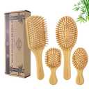 SAMEBUTECO Bamboo Hair Brush Set 4 Styles Paddle Detangling Brushes for Thick, Thin, Curly, and Dry Hair Women and Girls Hair Message Brushes 2 Indoor Used 2 Outdoor Used Travel portable