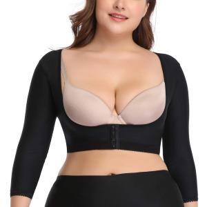 woahee Women's Arm Shaper Plus Size Arm Faja Compression Sleeve Garment Post Surgical Arm Shapewear (Black, S)