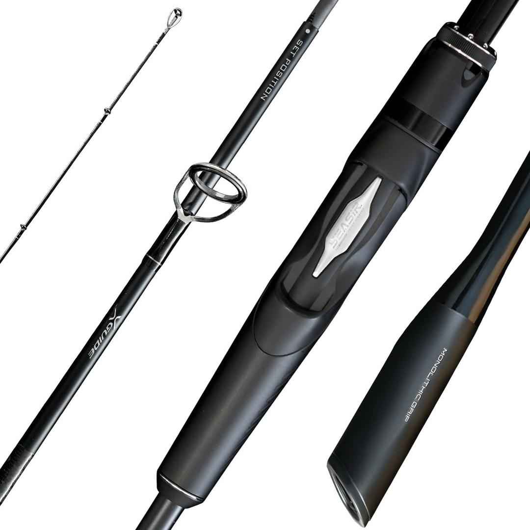 SEASIR Overcast Saltwater/Freshwater Fishing Rod, BFS Spinning Rod 6'6/7'6/8'/8'6, 2 Piece Bait Casting Rod, Black Baitcaster Rod, Medium/Medium Heavy, 36T Carbon Fiber, Fuji O, Bass Catfish Trout Rod