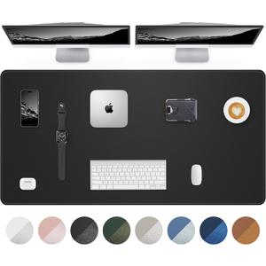 AFIING Large Desk Mat 55" x 24" - PU Leather Desk Pad Protector, Waterproof Non-Slip Extended Mouse Pad for Office Desk, Keyboard, Laptop and Home Workspace (Black)