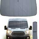 Insulated Blackout Windshield Covers Fit for Ford Transit 150 250 350 Window Covers Medium and High Roof 2015-2024 Van Window Shade, Gray