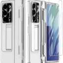 for Samsung Galaxy Z Fold 7 Case with Hinge Protection, All-Inclusive Integrated Hinge Cover Built in Screen Protector Kickstand Crystal Clear PC Slim Protective Case for Z Fold 7 Clear